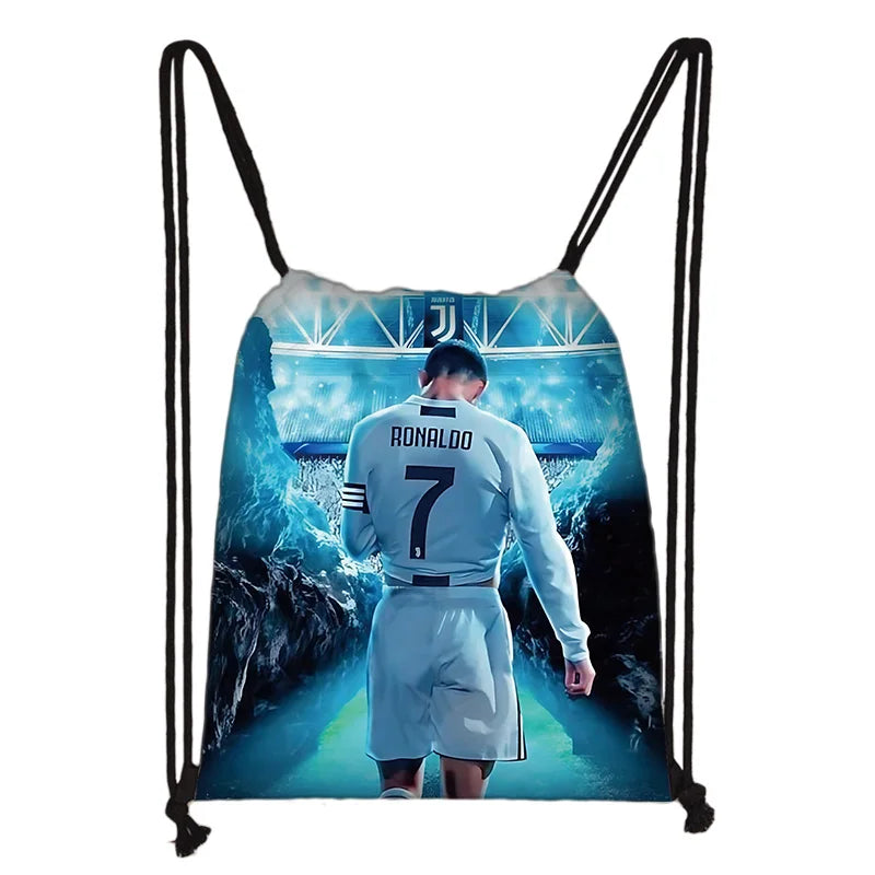 Child Printed Drawstring for Football Star R-RonaldoS CR7 Shopping Bag Men Women Football Sports Gym Storage Yoga Backpack Velora