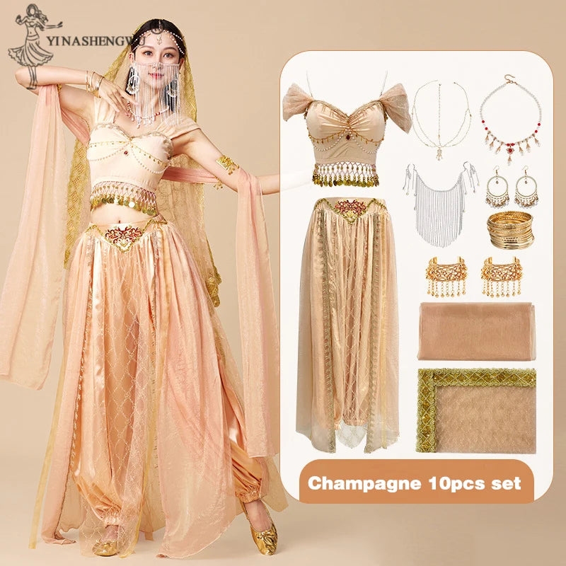 Western Regions Princess Set Dunhuang Dance Belly Dance Bollywood Costume Cosplay Exotic Scenery Indian Dance Performance Set - Velora