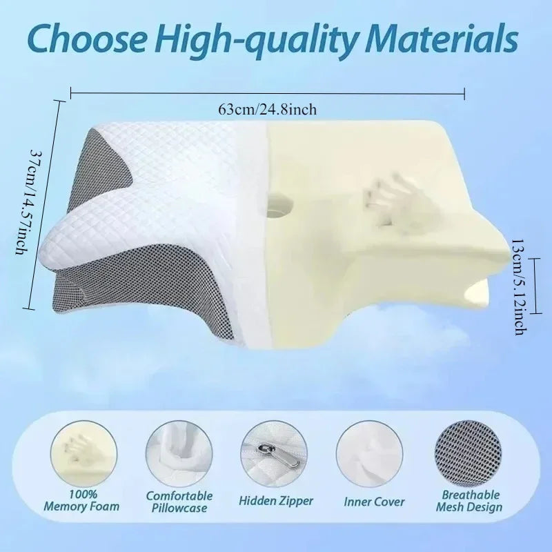 Sleep Memory Pillow Butterfly Memory Foam Neck Pillows Contoured Sleep For Neck Pain Relief Stomach Support Comfortable Pillow Velora
