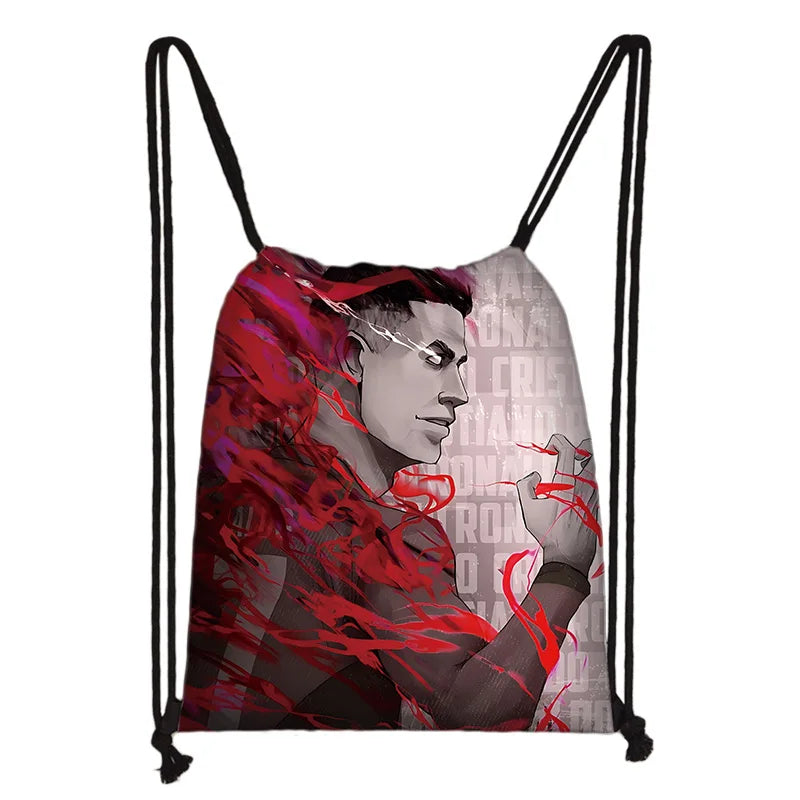 Child Printed Drawstring for Football Star R-RonaldoS CR7 Shopping Bag Men Women Football Sports Gym Storage Yoga Backpack Velora