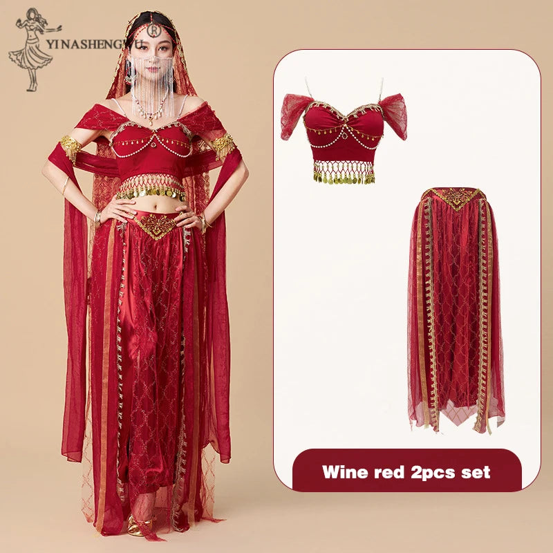 Western Regions Princess Set Dunhuang Dance Belly Dance Bollywood Costume Cosplay Exotic Scenery Indian Dance Performance Set - Velora