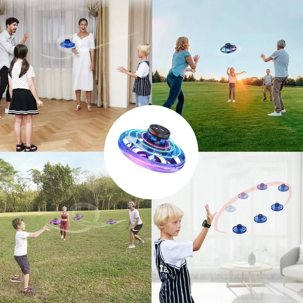Flying Spinner UFO Mini Drone,Flying Spinner Hand Operated Drones Indoor Outdoor Cool Stuff Mini Drones Toys Birthday Gifts Velora