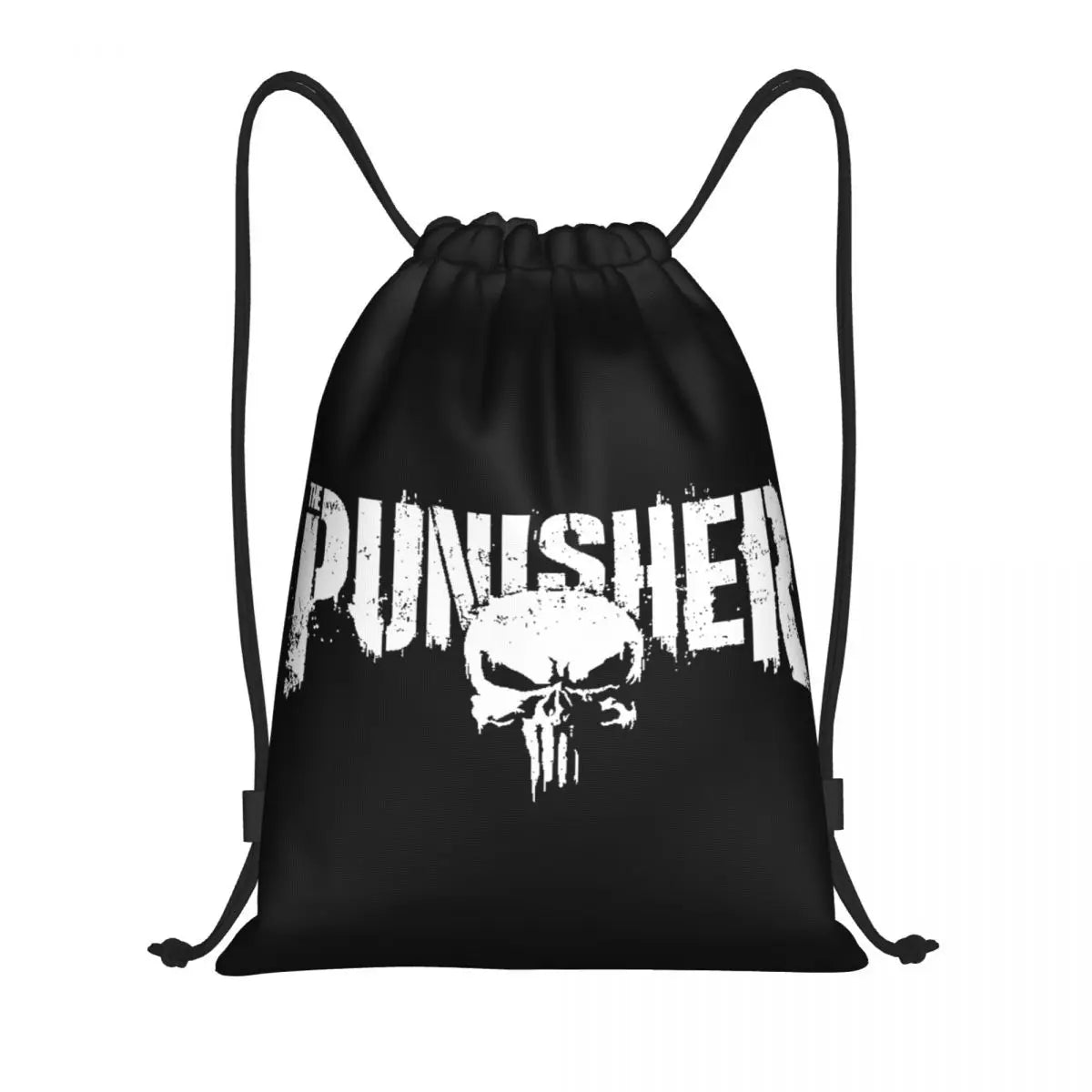 Custom Punisher Skeleton Drawstring Backpack Women Men Sport Gym Sackpack Portable Skull Bone Shopping Bag Sack - Velora