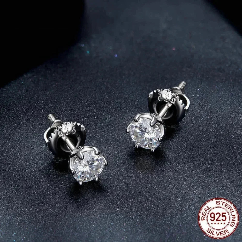 Radiant Moissanite Stud Earrings | D Color Round Cut 925 Silver, Gold Plated Itz Luxury