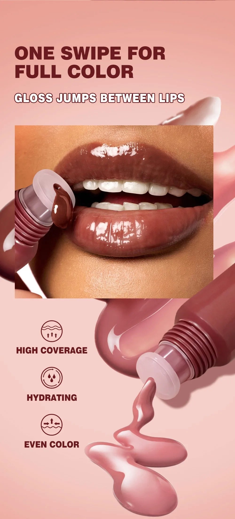 Crystal Dark Brown Mirror Water Lip Gloss Nude Lip Glaze Transparent Glass Oil Waterproof Liquid Lipstick Clear Tint Makeup Velora