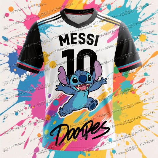 Messi No.10 Stitch Printed Football Sportswear T-Shirt Quick Drying Outdoor Parent-Child Activity Tee Adult&Kid'S Fitness Top - Velora