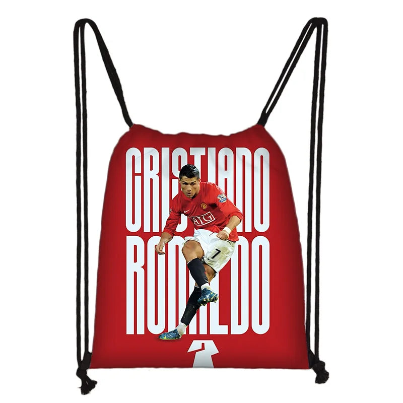 Child Printed Drawstring for Football Star R-RonaldoS CR7 Shopping Bag Men Women Football Sports Gym Storage Yoga Backpack Velora