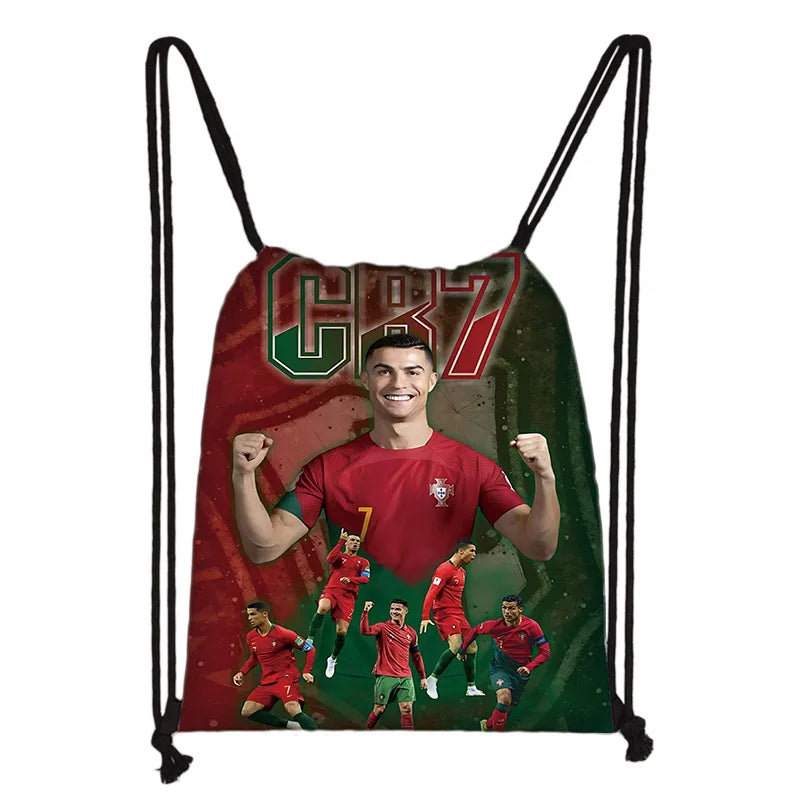 Child Printed Drawstring for Football Star R-RonaldoS CR7 Shopping Bag Men Women Football Sports Gym Storage Yoga Backpack Velora