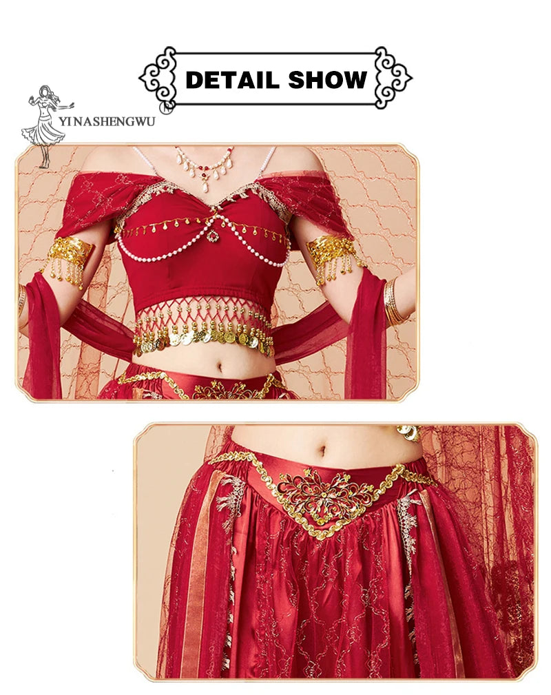 Western Regions Princess Set Dunhuang Dance Belly Dance Bollywood Costume Cosplay Exotic Scenery Indian Dance Performance Set - Velora