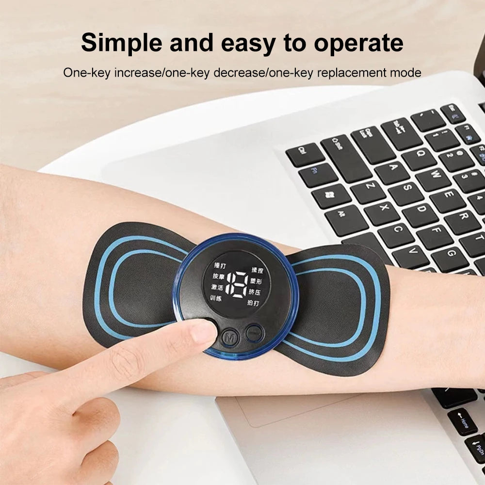 EMS Neck Massager Mini Cervical Back Muscle Pain Relief Patch Massageador Stimulator Mat Portable Leg Body Health Care Tool Velora