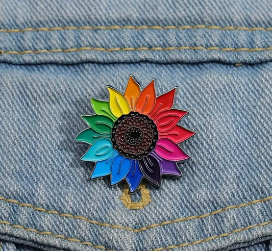Rainbow Sunflower Acrylic Pin - Velora