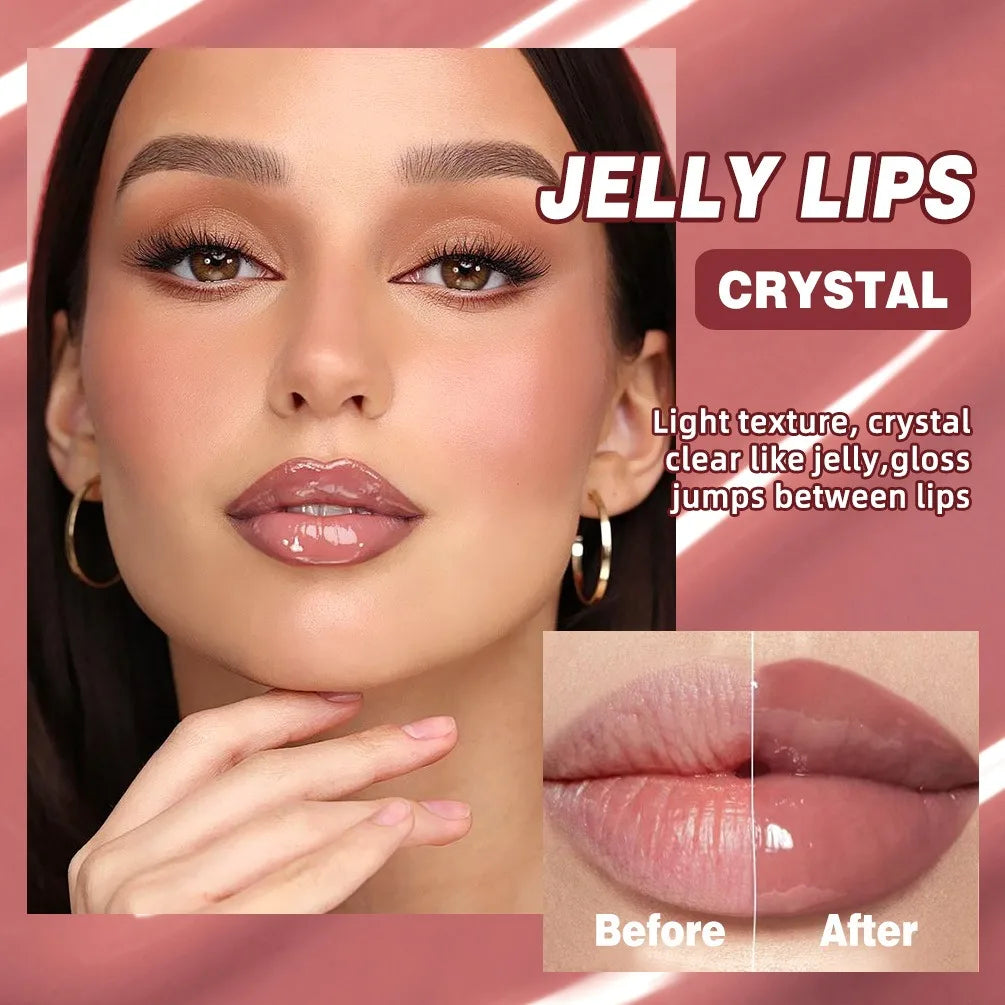 Crystal Dark Brown Mirror Water Lip Gloss Nude Lip Glaze Transparent Glass Oil Waterproof Liquid Lipstick Clear Tint Makeup Velora