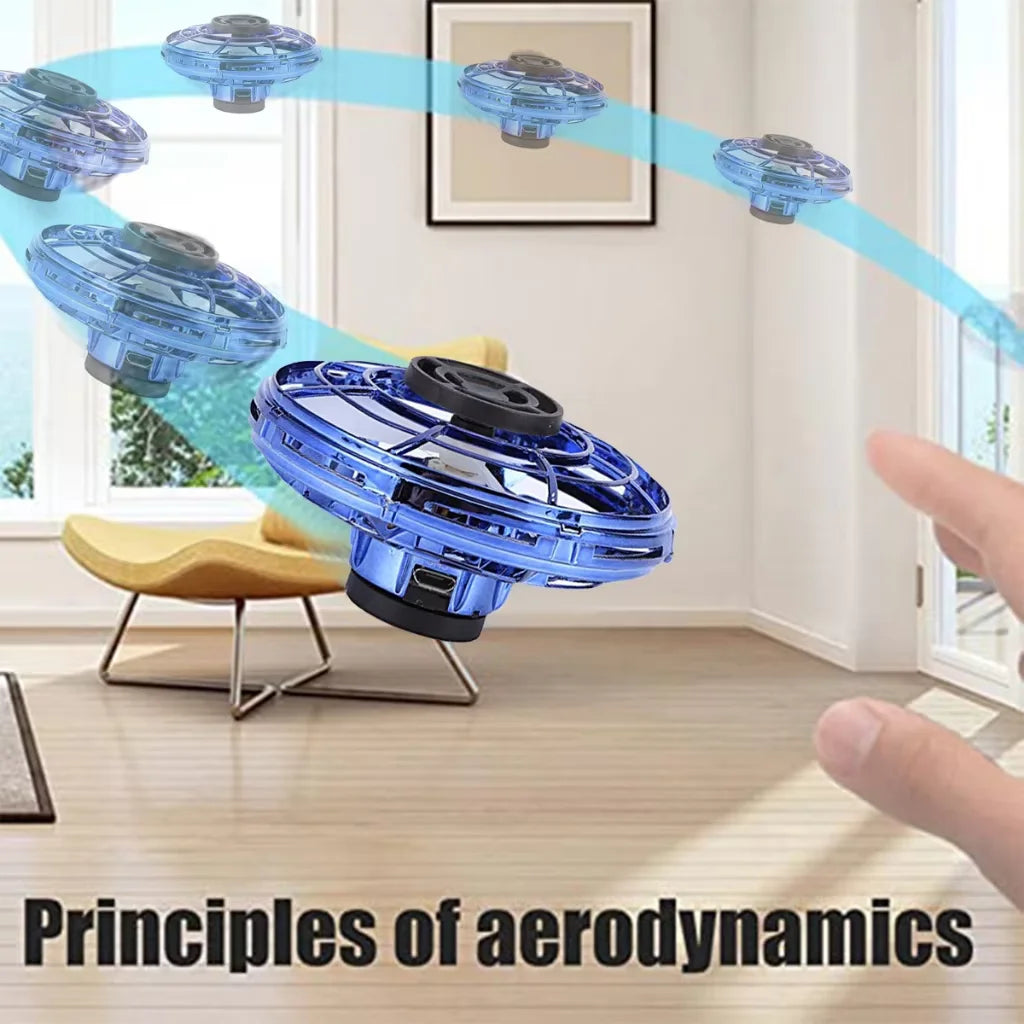 UFO Fingertip Gyroscope Sensing Toy, Fun Floating Luminous Gyroscope Stress Reducing Toy Children's Birthday Toy Gift Velora