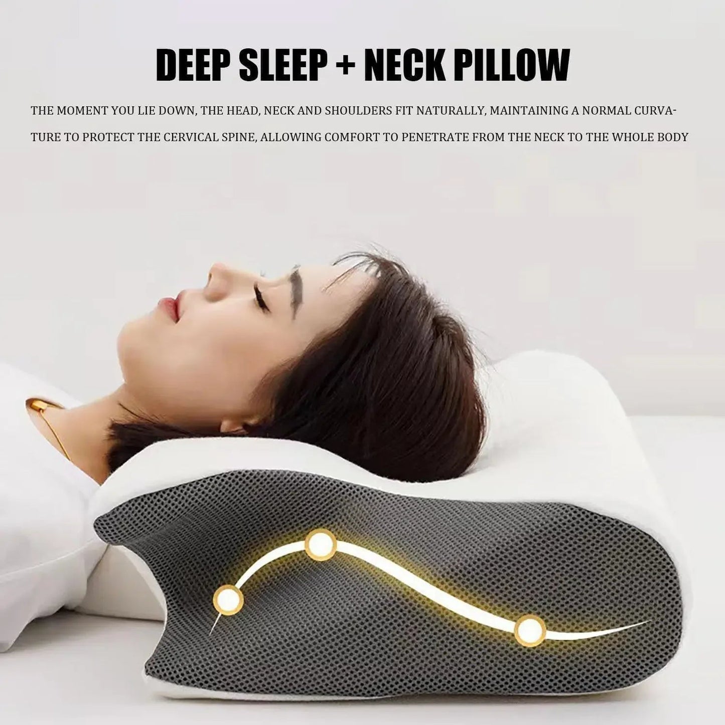 1pc Memory Foam Cervical Pillow, 2 in 1 Ergonomic Contour Orthopedic Pillow for Neck Pain, Contoured Support Pillows,Neck Pillow Velora