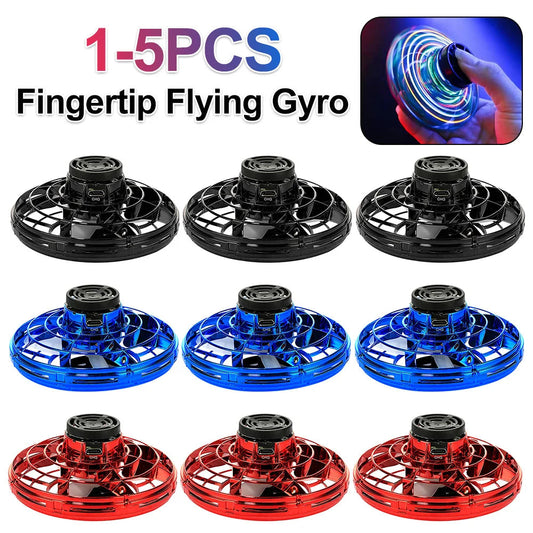 1-5PCS Fingertip Flying Gyro 360° Rotating Helicopter Spinner Toy 100mAh with LED Lights for Adult Kids Decompression Toy - Velora
