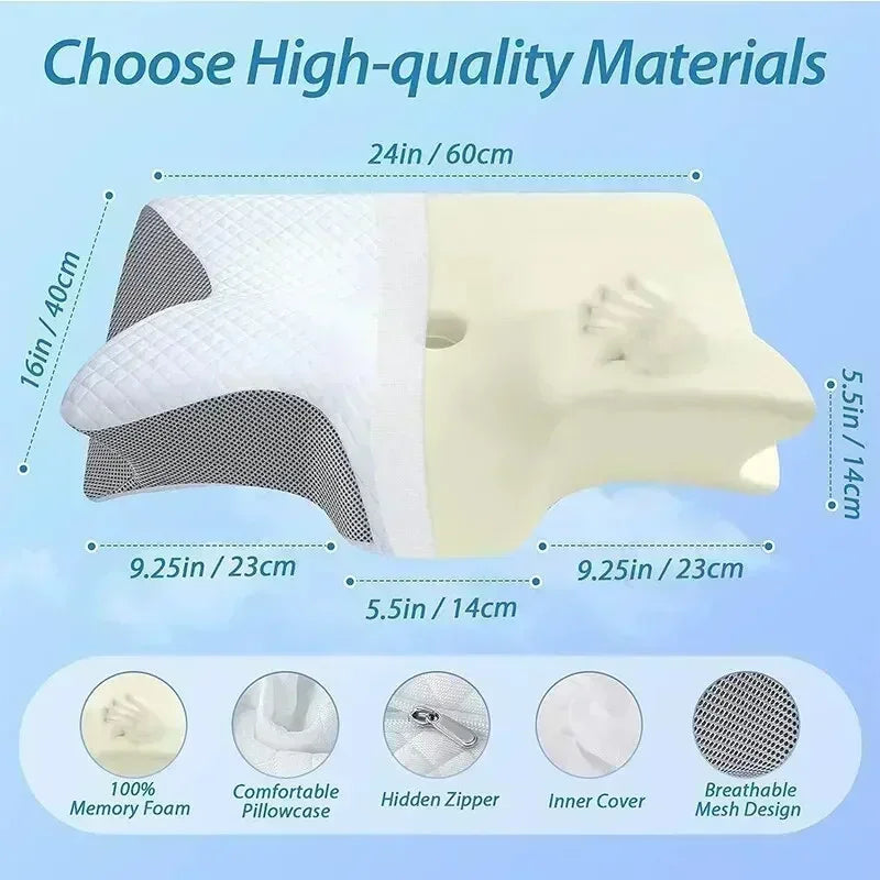 Sleep Memory Neck Pillow Butterfly Slow Rebound Comfortable Memory Foam Sleep Pillow Cervical Orthopedic Neck Massage Bed Pillow Velora