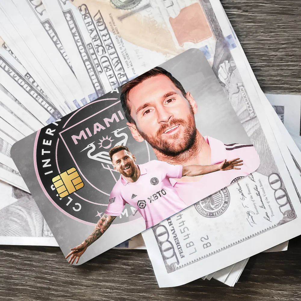 Superstar m-messi 10 K Poster Film Skin Cover Credit Card Stickers 4PCS Debit Front Decoration Bank Bus Pass Waterproof - Velora