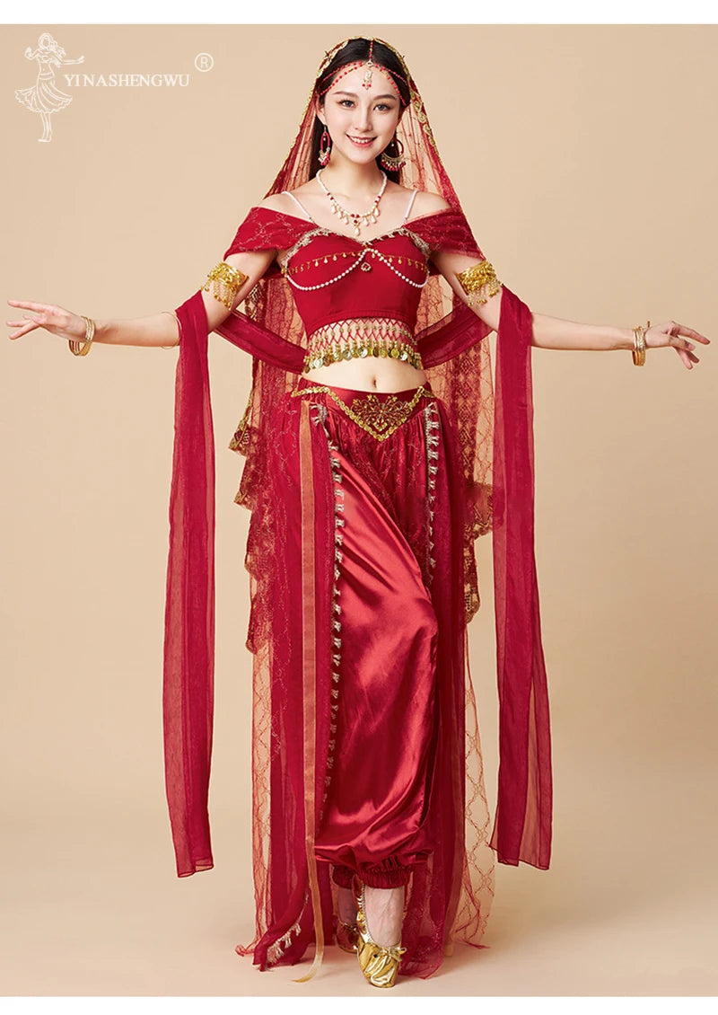 Western Regions Princess Set Dunhuang Dance Belly Dance Bollywood Costume Cosplay Exotic Scenery Indian Dance Performance Set - Velora
