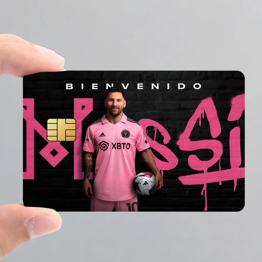 Superstar m-messi 10 K Poster Film Skin Cover Credit Card Stickers 4PCS Debit Front Decoration Bank Bus Pass Waterproof - Velora