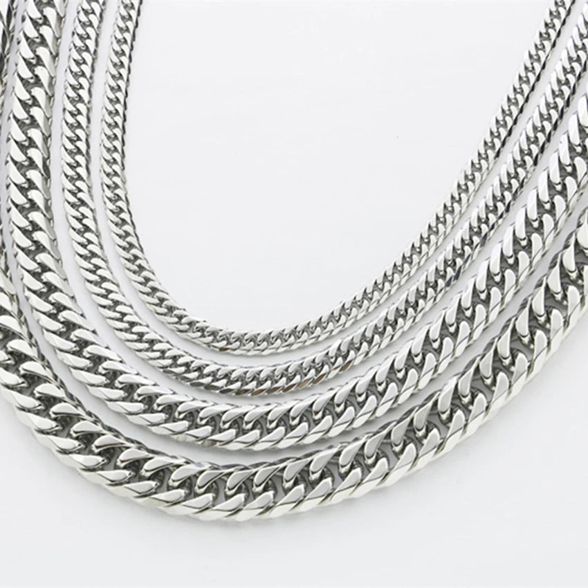 Fashion Thick Wide Double Duckle Weave Six-face Grinding Stainless Steel Men And Women Necklace Jewelry Chain Hot Sale - Velora