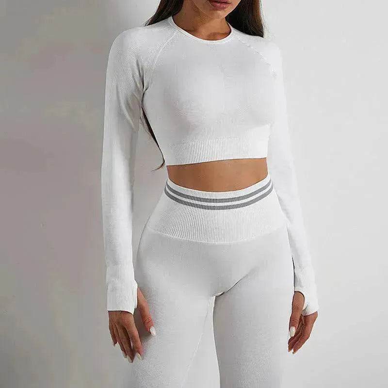 Seamless Yoga Pants Sports Gym Fitness Leggings Or Long Sleeve Tops Outfit - Velora