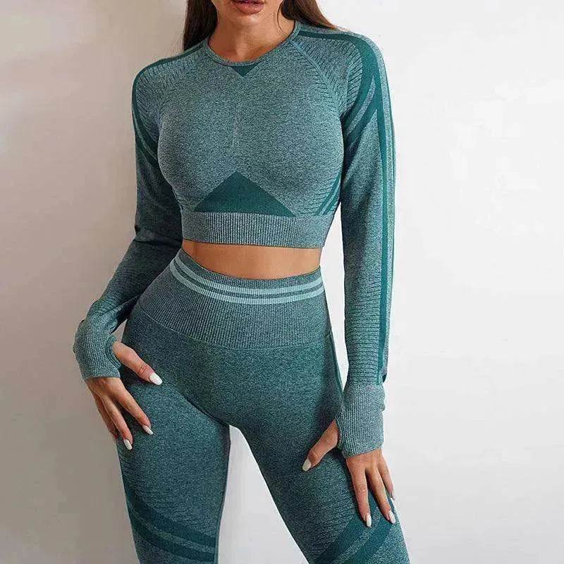 Seamless Yoga Pants Sports Gym Fitness Leggings Or Long Sleeve Tops Outfit - Velora