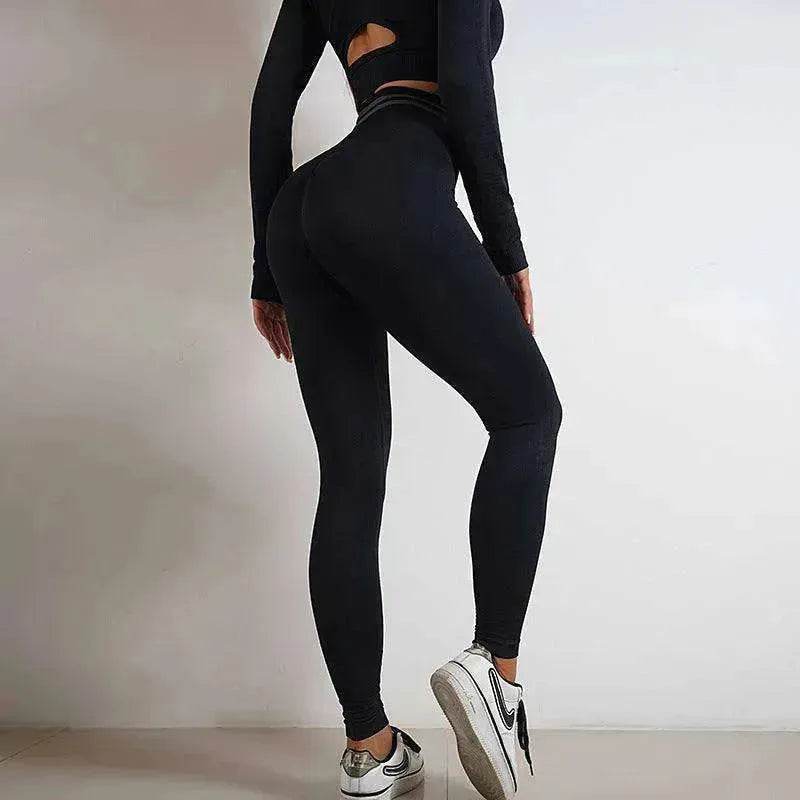 Seamless Yoga Pants Sports Gym Fitness Leggings Or Long Sleeve Tops Outfit - Velora