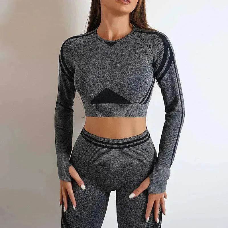 Seamless Yoga Pants Sports Gym Fitness Leggings Or Long Sleeve Tops Outfit - Velora