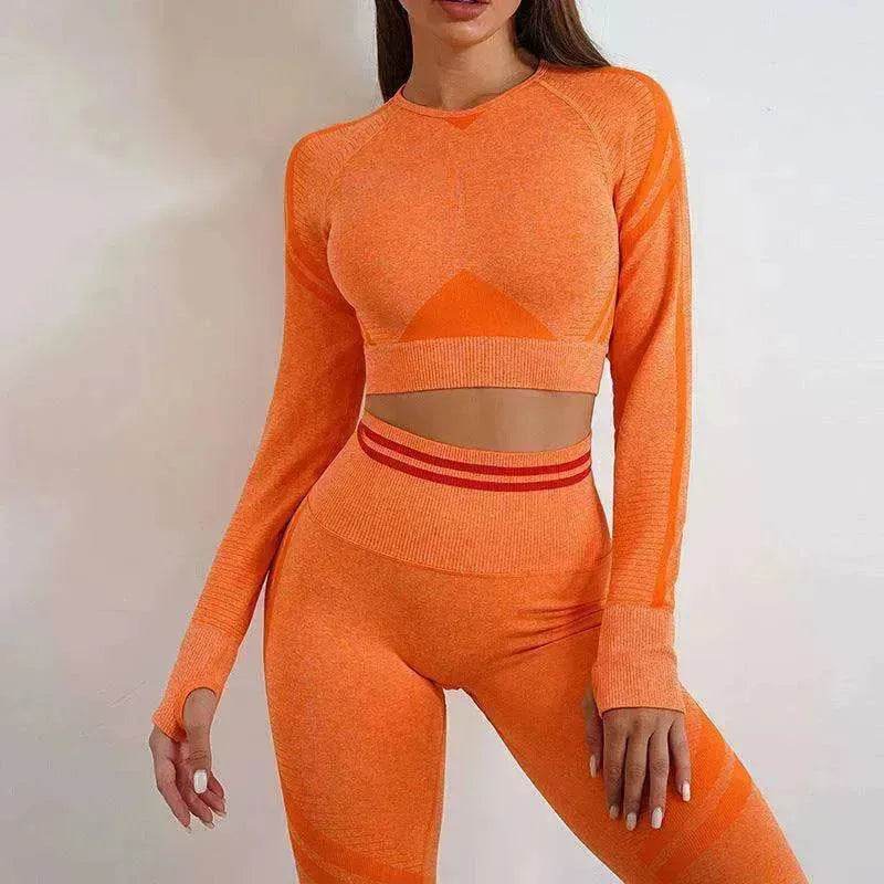 Seamless Yoga Pants Sports Gym Fitness Leggings Or Long Sleeve Tops Outfit - Velora