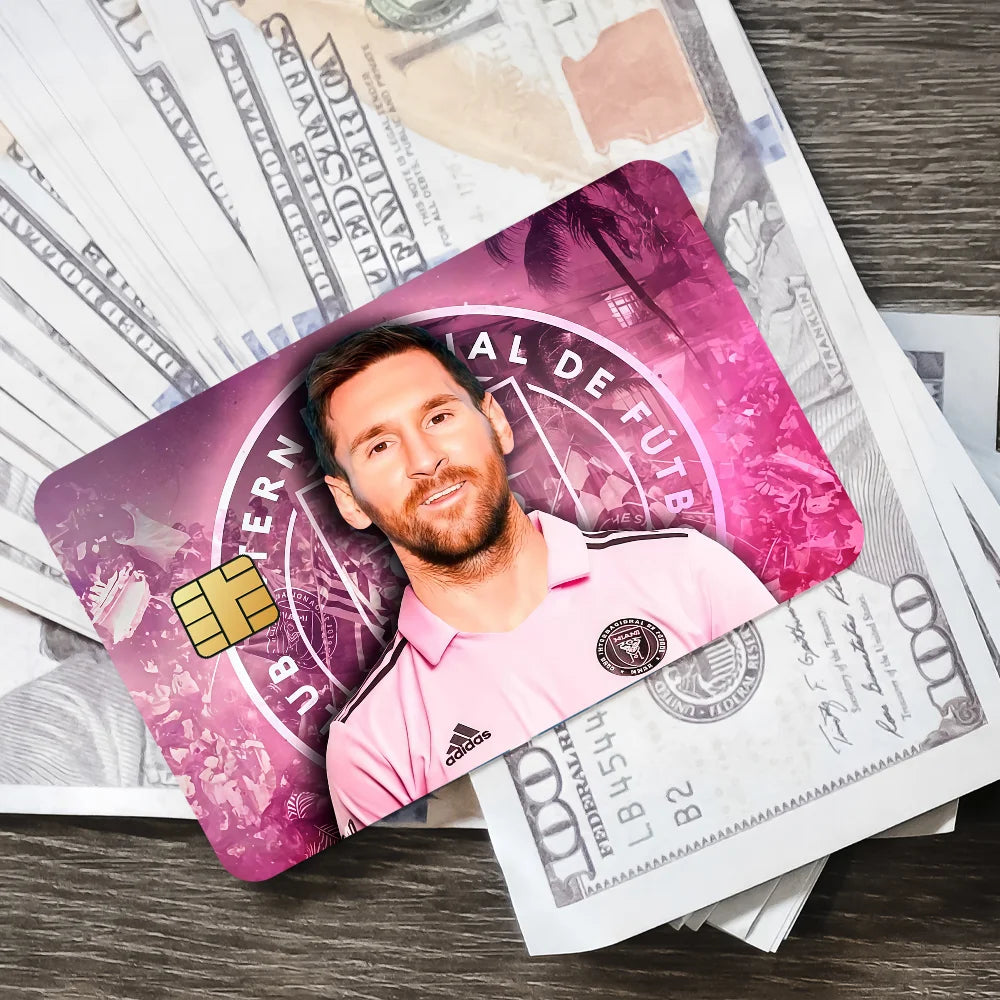 Superstar m-messi 10 K Poster Film Skin Cover Credit Card Stickers 4PCS Debit Front Decoration Bank Bus Pass Waterproof - Velora