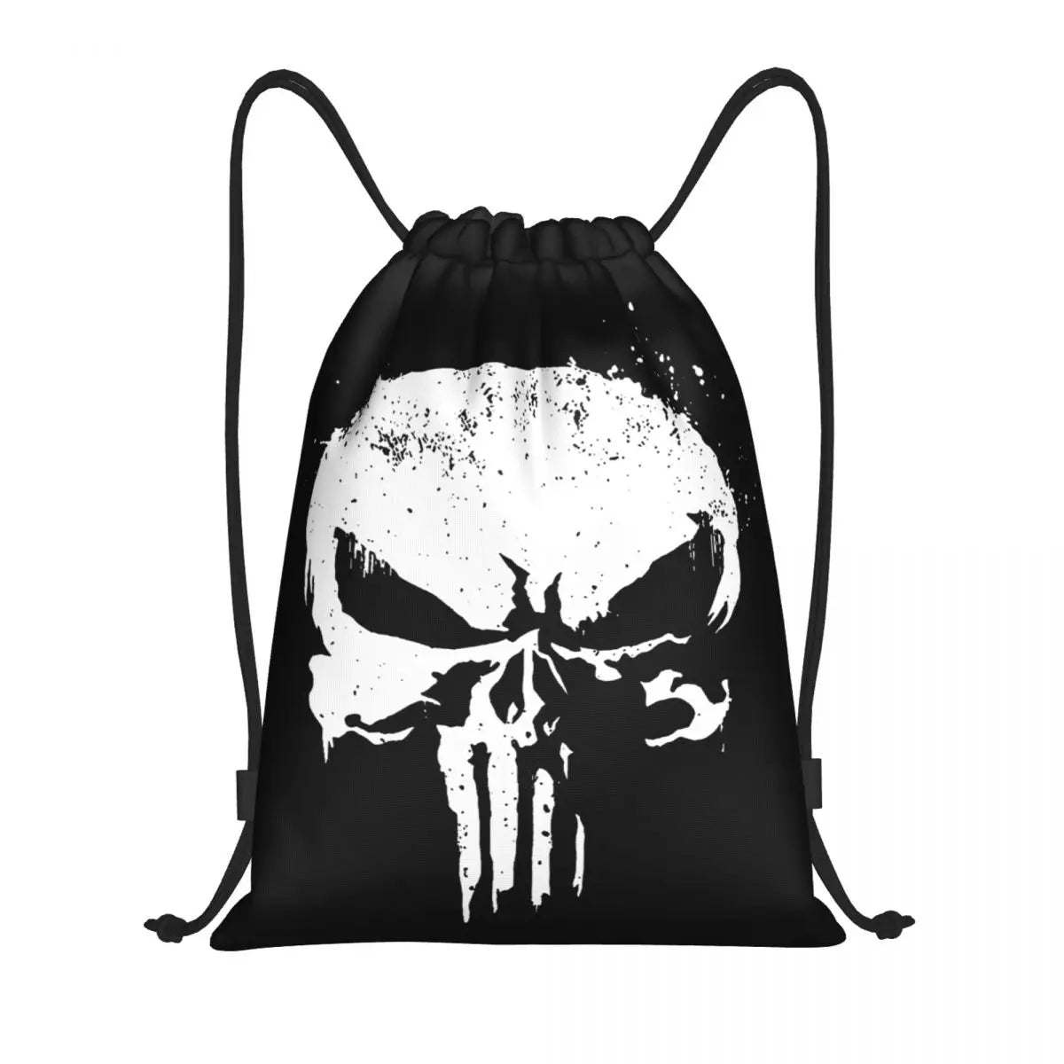 Custom Punisher Skeleton Drawstring Backpack Women Men Sport Gym Sackpack Portable Skull Bone Shopping Bag Sack - Velora