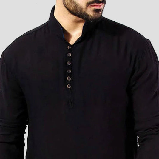 Mens Indian Traditional Kurta Shirt Long Sleeve Ethnic Kaftan Shirt Blouse Tunic Shirts - Velora