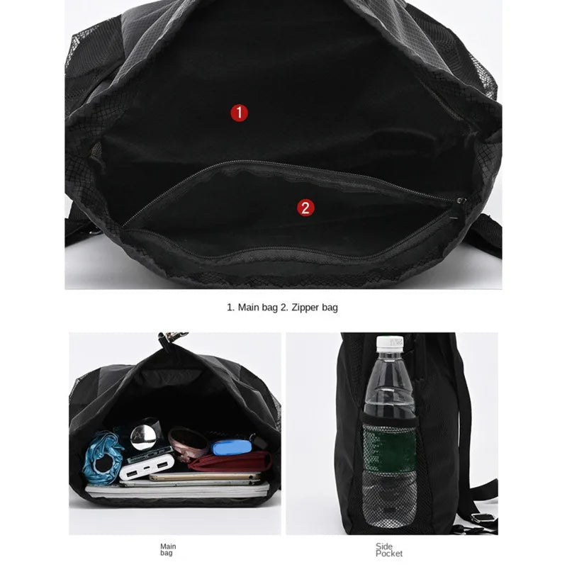 Sports Drawstring Backpack Sport Fitness Travel Outdoor Sackpack Women And Men Large Capacity Gym Swim Beach Bags Basketball Bag - Velora