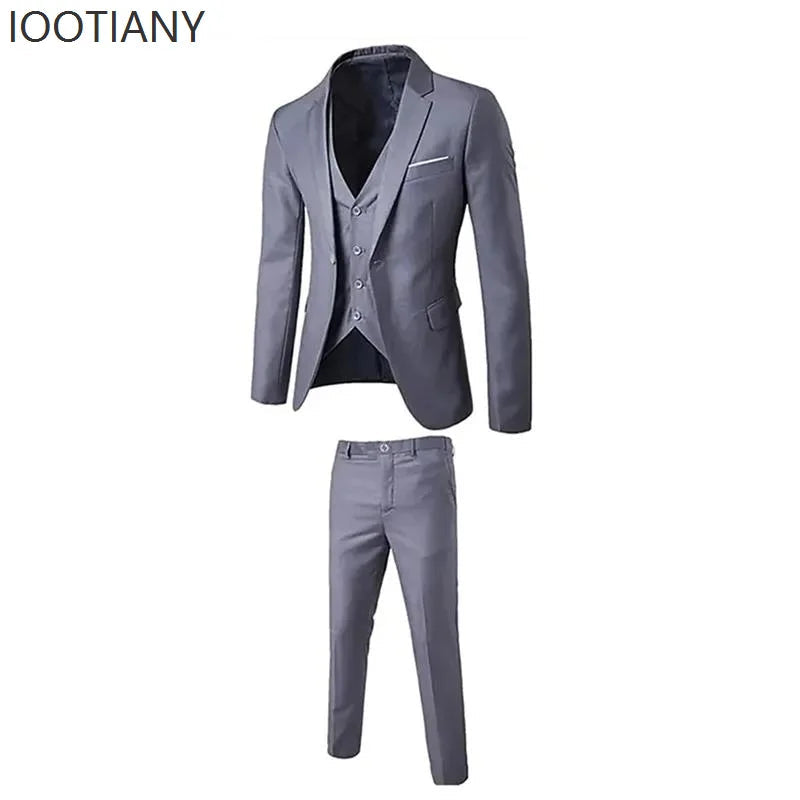 Slim Fit Business Casual Suit Vest Pants Three-piece Adult Men's Clothing Suit Formal Wedding Party Groom Role Playing Costume Velora