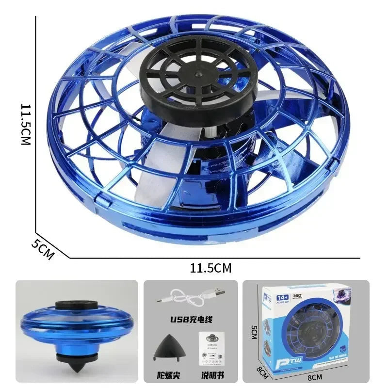 Flying Spinner UFO Mini Drone,Flying Spinner Hand Operated Drones Indoor Outdoor Cool Stuff Mini Drones Toys Birthday Gifts Velora