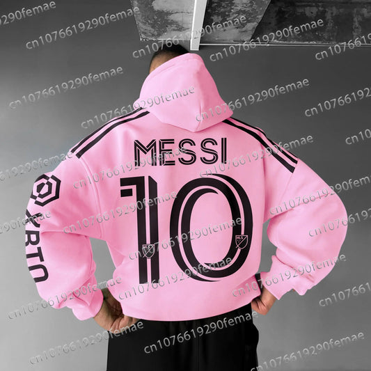 Messi Print Pattern Men's Sports Hoodie For Daily Outdoor leisure, Comfortable, Fashionable And Versatile Men's Pullover - Velora