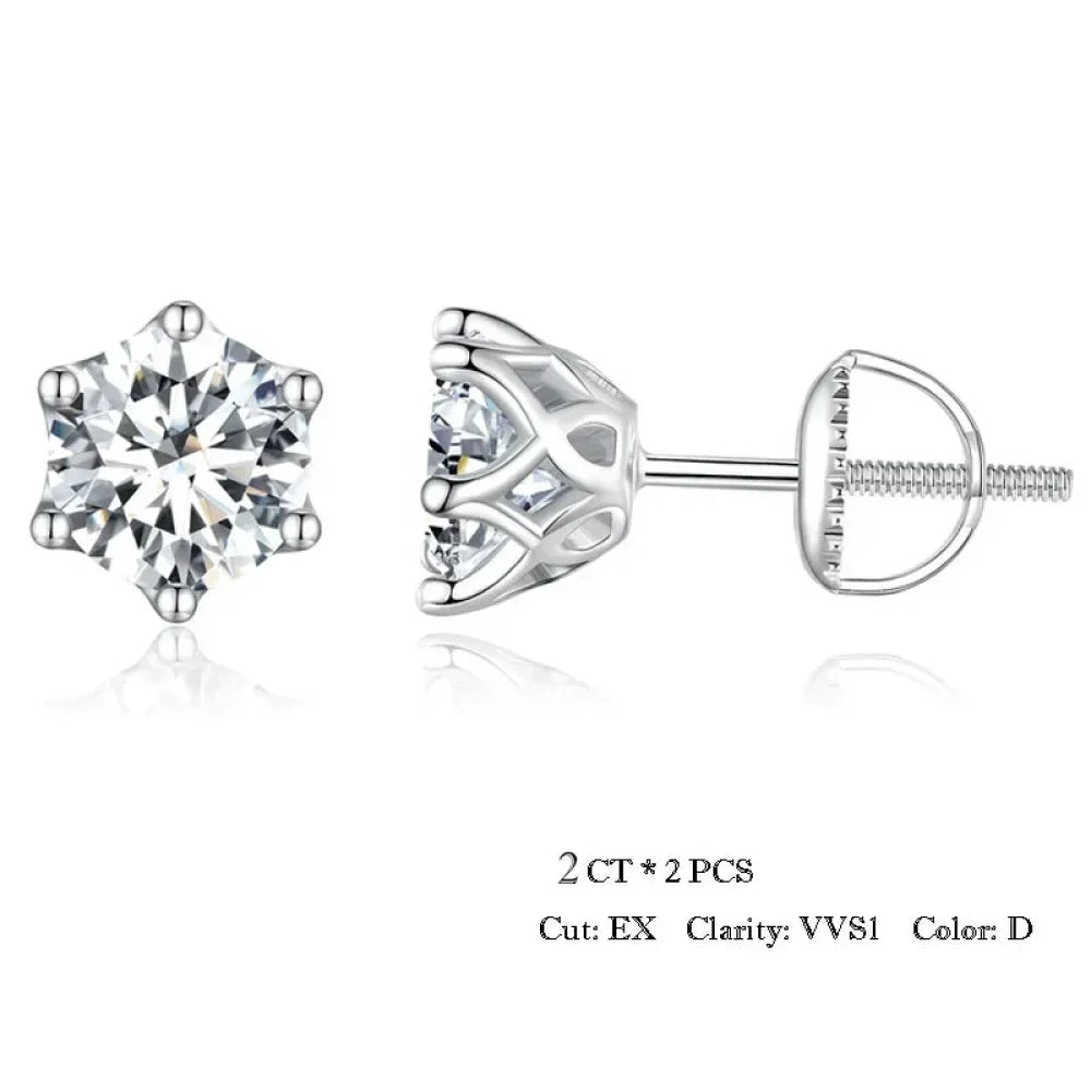 Radiant Moissanite Stud Earrings | D Color Round Cut 925 Silver, Gold Plated Itz Luxury