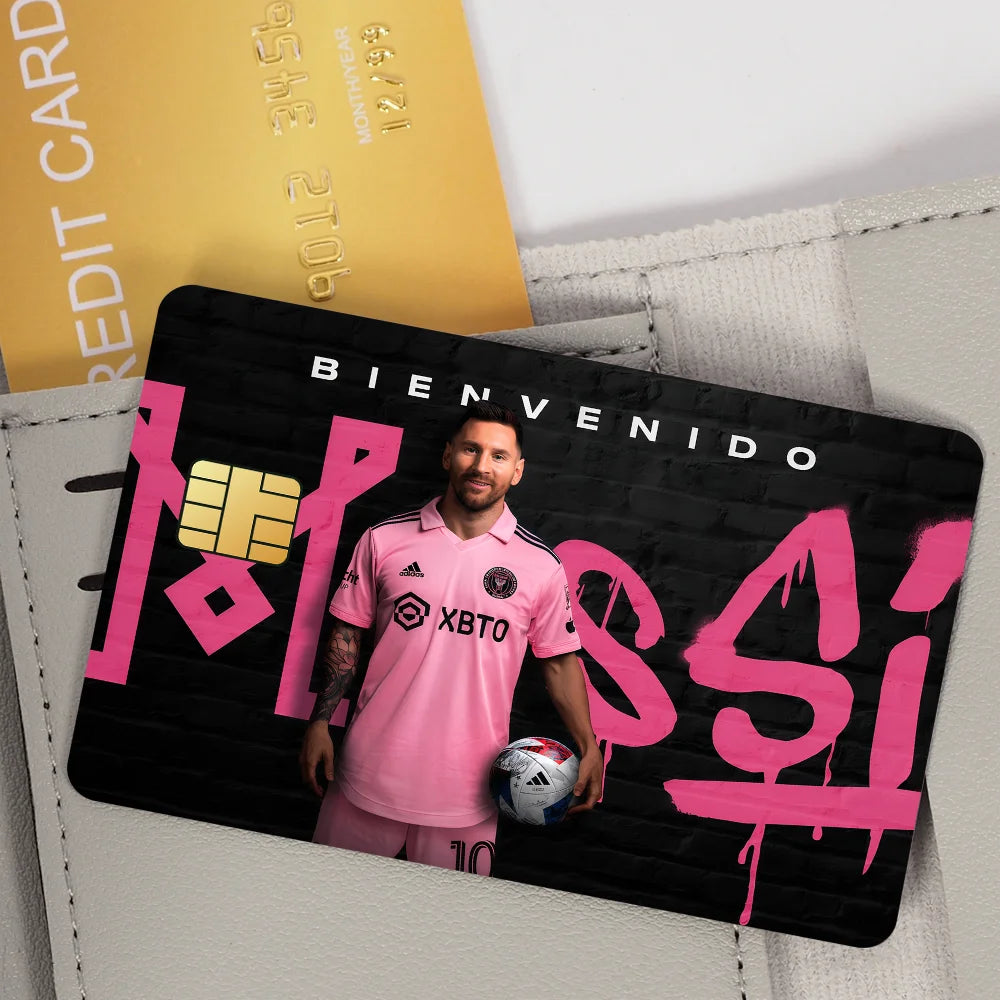 Superstar m-messi 10 K Poster Film Skin Cover Credit Card Stickers 4PCS Debit Front Decoration Bank Bus Pass Waterproof - Velora