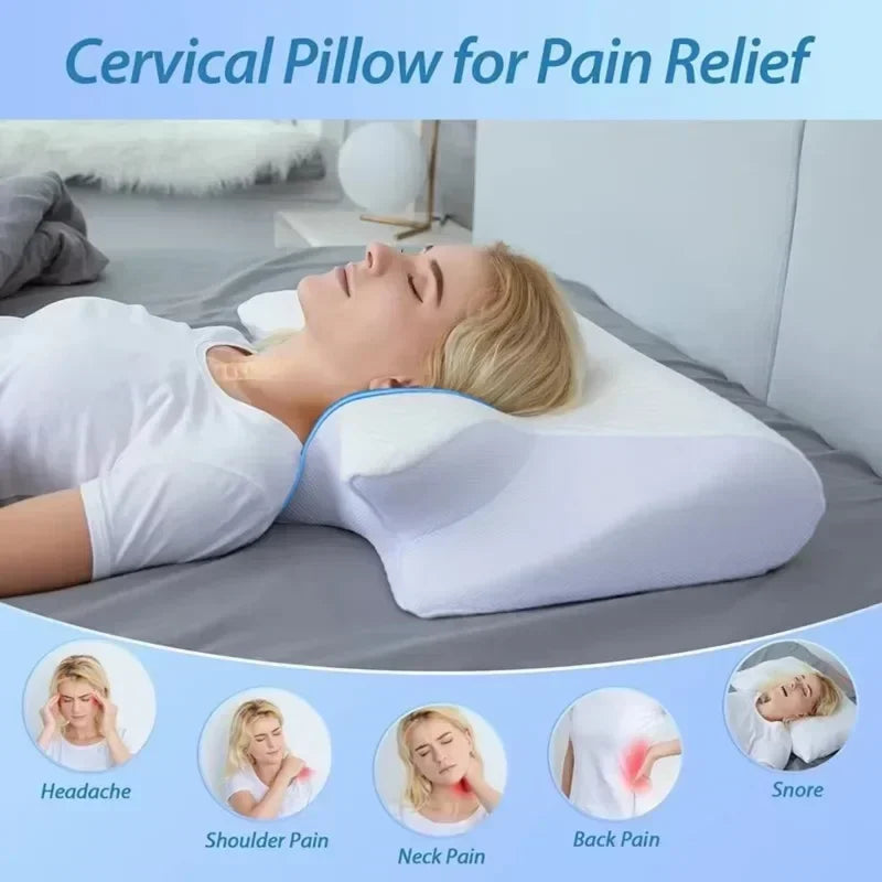 Releep Cervical Neck Pillow Neck Pain Relief Adjustable Contour Pillow for Sleeping Ergonomic Memory Foam Pillow Side Sleeper Velora