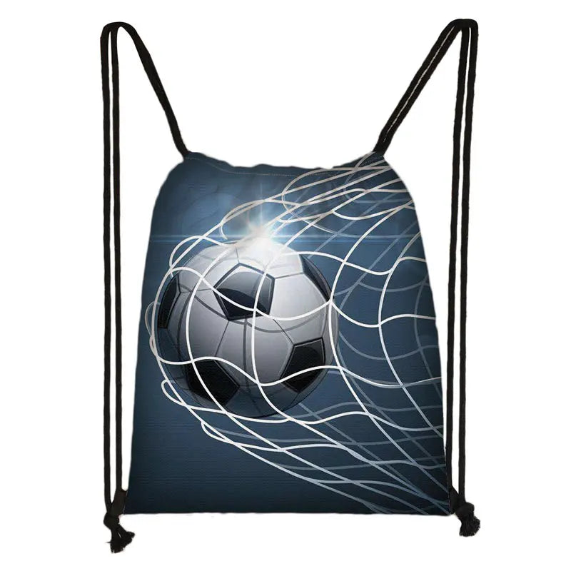 Cool Soccer Ball with Golden Crown Print Drawstring Bag Gym Sport Backpack Football Shoulder Bag for Travel Shoes Holder - Velora