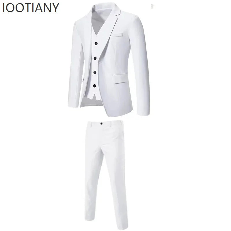 Slim Fit Business Casual Suit Vest Pants Three-piece Adult Men's Clothing Suit Formal Wedding Party Groom Role Playing Costume Velora