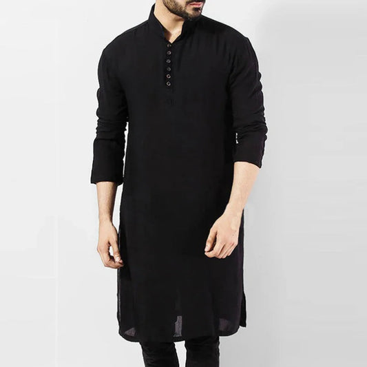 Mens Indian Traditional Kurta Shirt Long Sleeve Ethnic Kaftan Shirt Blouse Tunic Shirts - Velora
