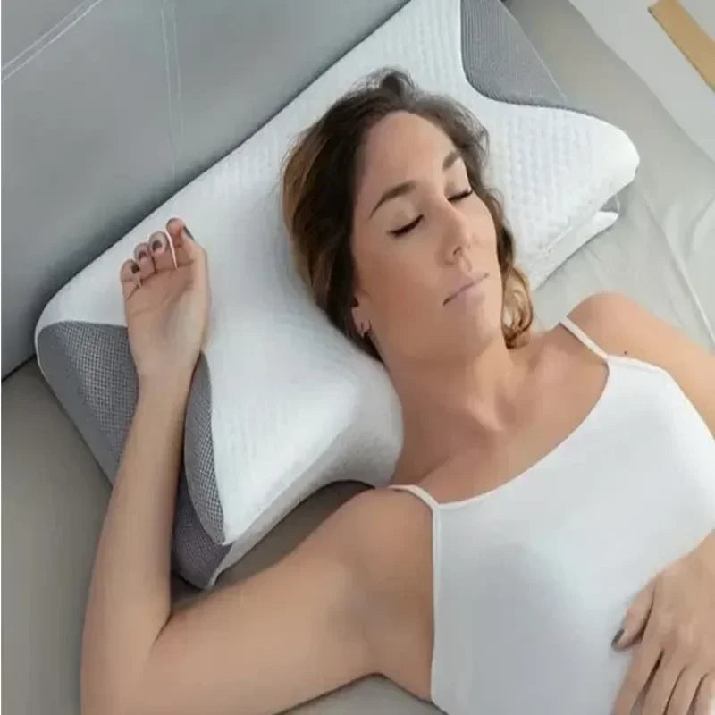Releep Cervical Neck Pillow Neck Pain Relief Adjustable Contour Pillow for Sleeping Ergonomic Memory Foam Pillow Side Sleeper Velora