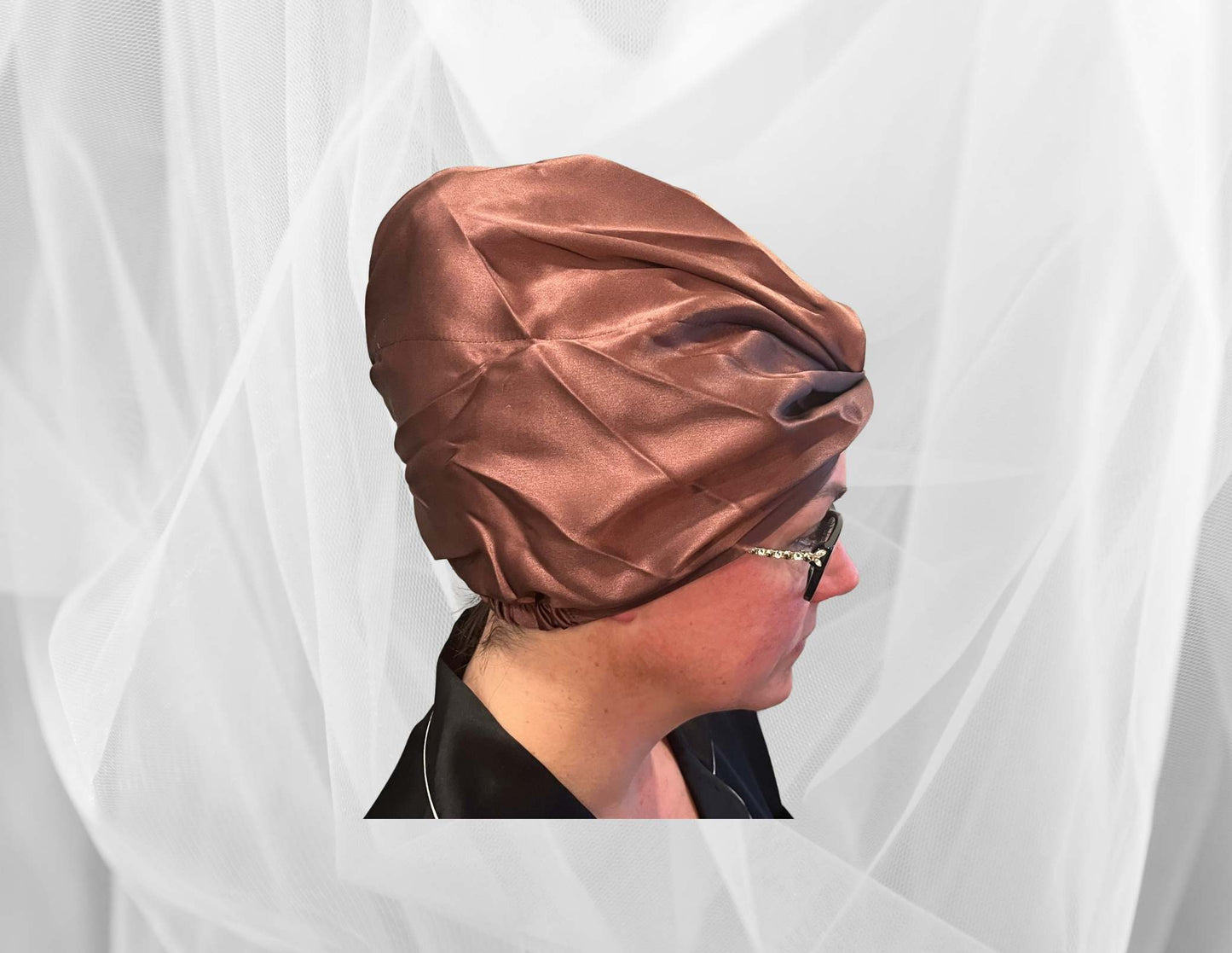 Silk Bonnet Coffee (Square Knotted Design) - Velora Luxury Fashion