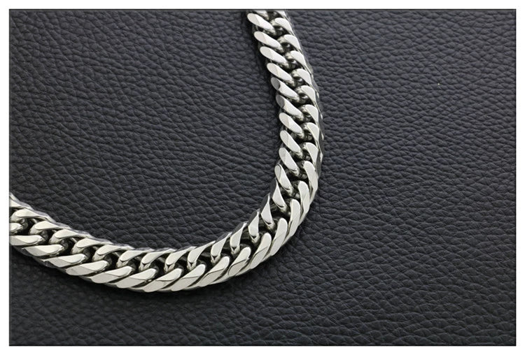 Fashion Thick Wide Double Duckle Weave Six-face Grinding Stainless Steel Men And Women Necklace Jewelry Chain Hot Sale - Velora