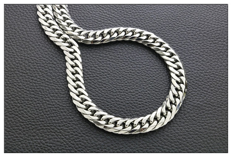 Fashion Thick Wide Double Duckle Weave Six-face Grinding Stainless Steel Men And Women Necklace Jewelry Chain Hot Sale - Velora