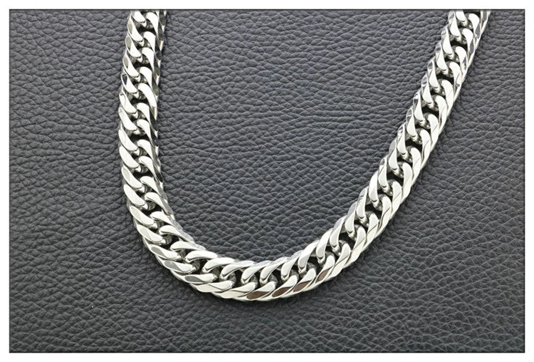 Fashion Thick Wide Double Duckle Weave Six-face Grinding Stainless Steel Men And Women Necklace Jewelry Chain Hot Sale - Velora