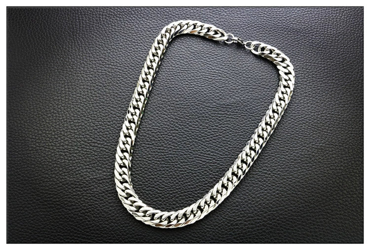 Fashion Thick Wide Double Duckle Weave Six-face Grinding Stainless Steel Men And Women Necklace Jewelry Chain Hot Sale - Velora