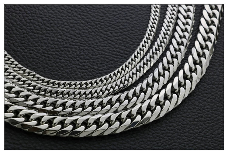 Fashion Thick Wide Double Duckle Weave Six-face Grinding Stainless Steel Men And Women Necklace Jewelry Chain Hot Sale - Velora