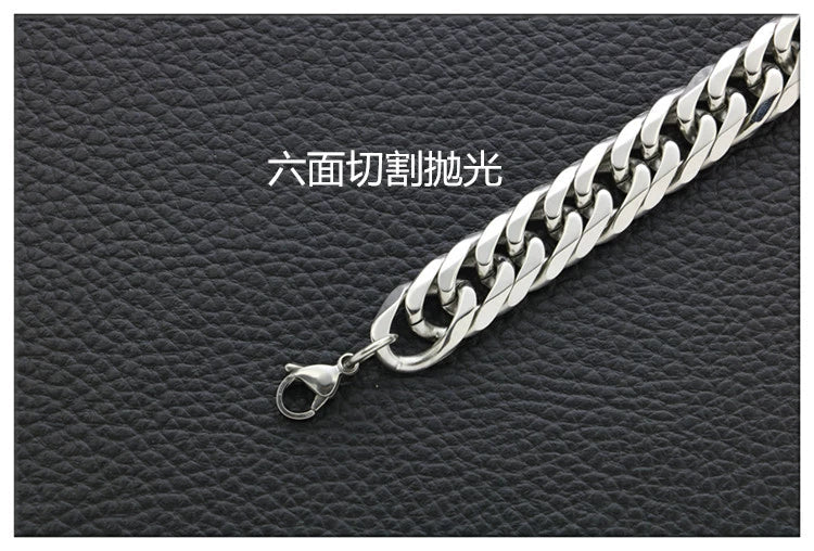 Fashion Thick Wide Double Duckle Weave Six-face Grinding Stainless Steel Men And Women Necklace Jewelry Chain Hot Sale - Velora